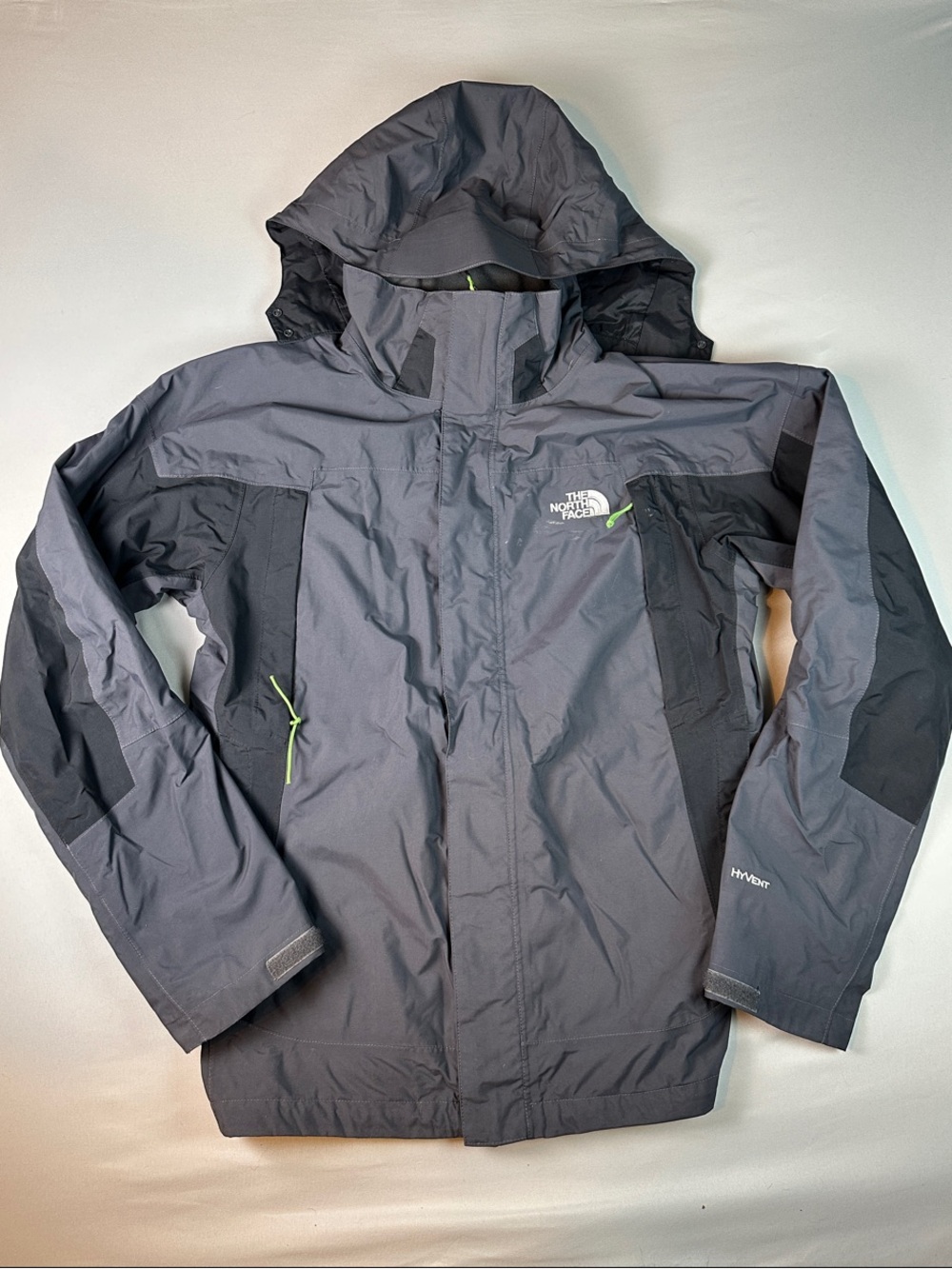 The North Face Men's Hyvent Jacket Removable Hood Coat Dark Gray Size Medium